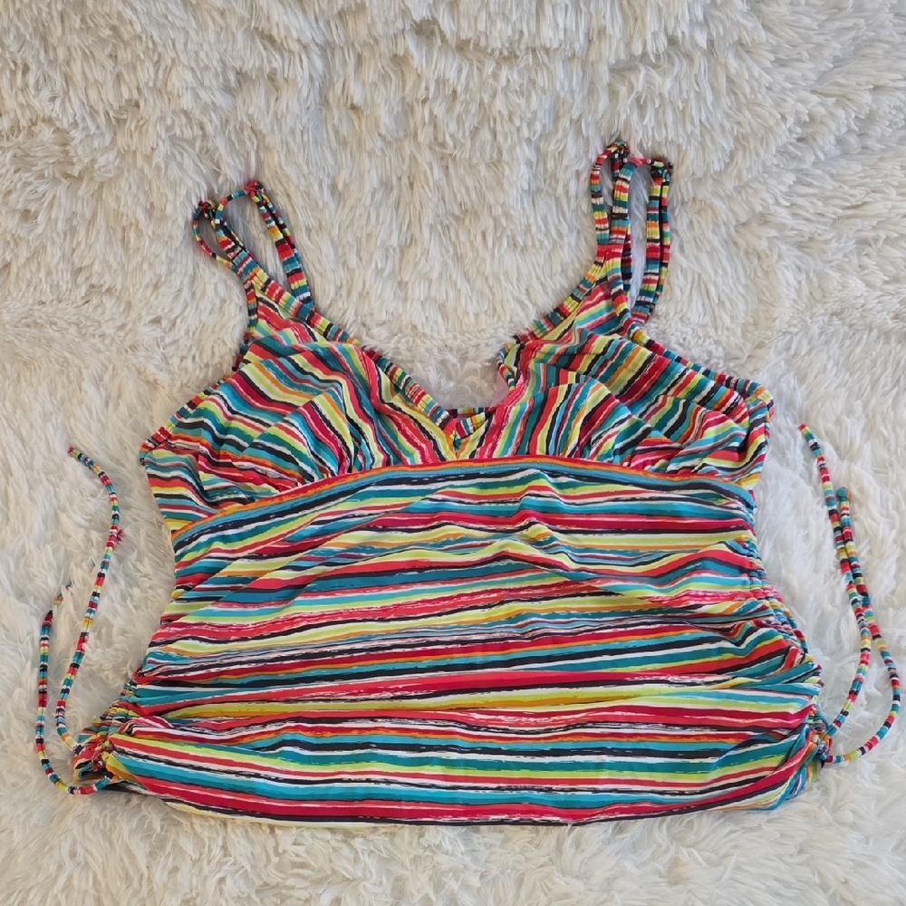 Athleta Striped Swim Tankini Top